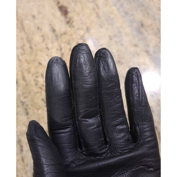 Vintage Womens Size S Black Leather Formal 7.5" Short Gloves - Picture 15 of 16
